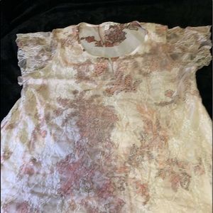 ROZ & ALI WOMENS 1 X CORAL LACE BLOUSE TOP